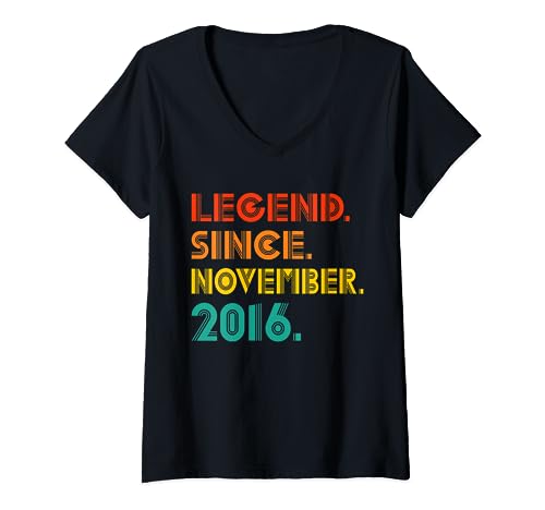 Legend Since November 2016 Birth Of Birthday Gifts Legendary V-Neck T-Shirt
