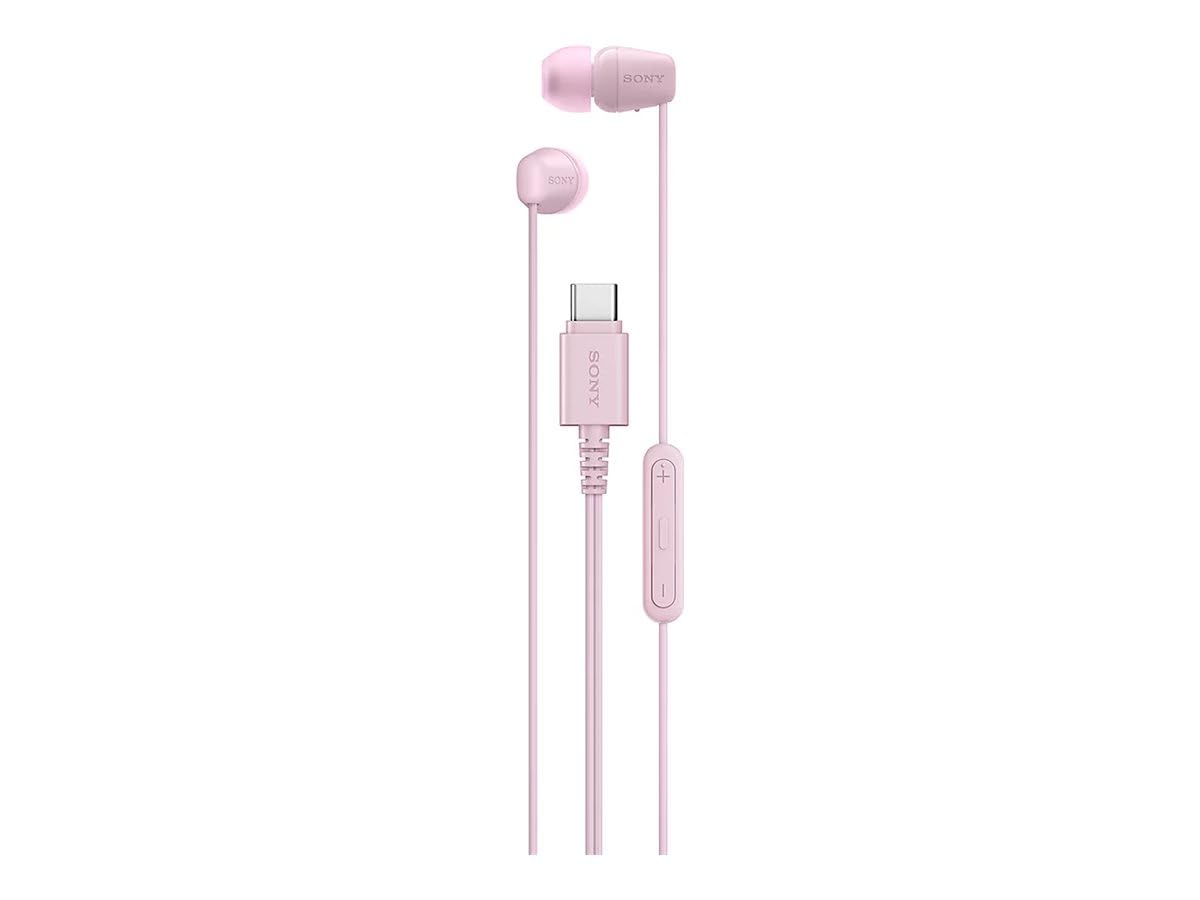 Sony IER‑EX15C USB‑C Wired Earbuds with Mic – Lightweight In‑Ear Headphones for Android, iPhone, Laptop & PC – Tangle‑Free Cable, Clear sound – Perfect for Travel & Everyday Use – Pink