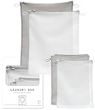 YY Hjem 洗濯ネット 大 中 ループとカラーで家事時短 ロック付きファスナー 【30×40cm 2枚 & 40×50cm 2枚】 (グレー＆ホワイト 4枚セット)