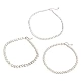 SREFGAS Weiß 6/8/10 mm Perlenkette für Damen 40+5 CM Verstellbar Kette Faux Perlen Mix Größe Layered Choker Women Pearl Necklace 1 Set