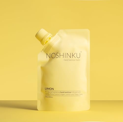 Noshinku Pocket Hand Sanitizer Spray Refill Pouch, Natural Moisturizing Hand Sanitizer Refill With 70% Sugarcane-Derived Alcohol, 200 mL (3.40 Fl Oz (Pack of 2), Limon)