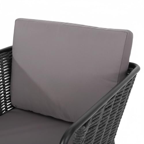 Image of LOCCUS 3 Piece Outdoor /Indoor Patio Furniture Set Waterproof Weaving Rope Couch Sofa Set with Powder-Coated Iron Conversation Bistro Set for Balcony,Lawn,Terrace,Backyard,Poolside (Grey)