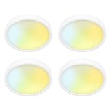 JULLISON 5 Inch Field Selectable 5CCT LED Edgelit Slim Surface Mount Downlight for J-Box, Round, Mini Flat Panel Light, Dimmable, 120VAC, 10W, 620LM, CRI90, ETL, Wet Location, White, 4 Packs