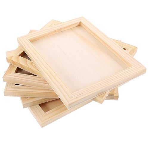 ERINGOGO 6pcs Colorful Mud Frame Mini Picture Photo Frames Picture Frame Square Frames for Decor Clay Craft Frames Wood