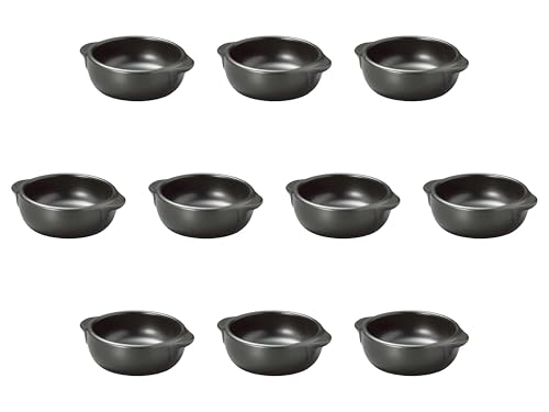 Set of 10, Small Black Round Au Gratin [5.7 x 4.7 x 1.8 inches (14.5 x 12 x 4.5 cm) | Setomonohonpo