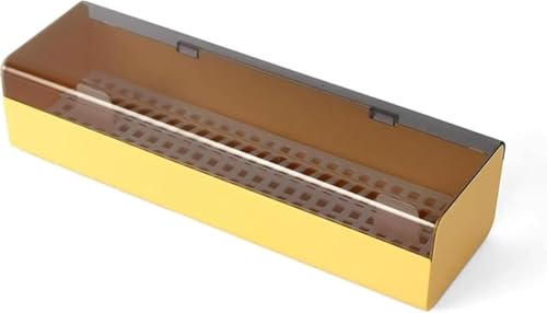 Giawkca カトラリーケース 箸 スプーン フォーク 入れ 箸箱 収納ボックス 水切り プラスチック 蓋付き 台所卓上用品 キッチン用 カトラリーケース (イエロー)