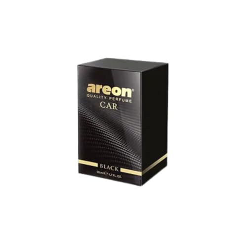 AREON Car Perfume 1.7 Fl Oz. (50ml) Glass Bottle Cologne Air Freshener for Cars, BLACK