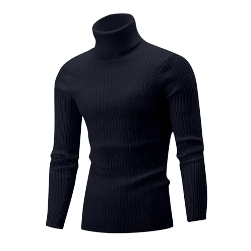 Men's Autumn Winter Vintage Sweater, Mens Fashion Striped Knitted Slim Fit Long Sleeve Sweater Stand Collar Pullover2