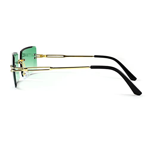 Feisedy Vintage Rimless Sunglasses Rectangle Frameless Candy Color Glasses Women Men B2642 #TOP2