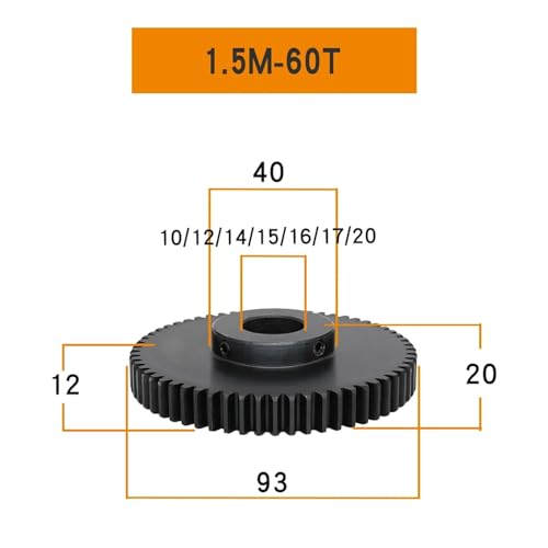 Engrenage cylindrique 1,5M en acier robuste avec alésage de 20 mm ajusté - 2