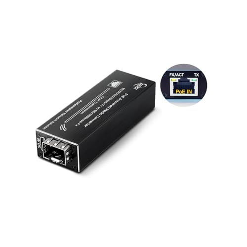 Convertidor de medios Gigabit SFP alimentado por PoE, 802.3af/at PoE+ in, 10/100/1000BASE-T a 100/1000BASE-X, hasta 20 km sobre fibra monomodo/multimodo, detección automática para vigilancia de