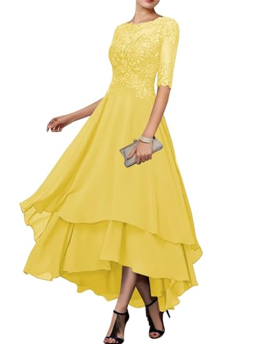 Robe mère de la mariée mousseline longueur thé dentelle mariage