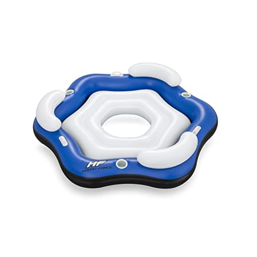 Bestway 43111 - Isla Hinchable X3 Con Respaldo 191X173 Cm Para Tres Personas Con Posavasos Y Hueco Central Y Asas Agarraderas Fácil Inflado Y Desinflado Con 2 Cámaras De Aire