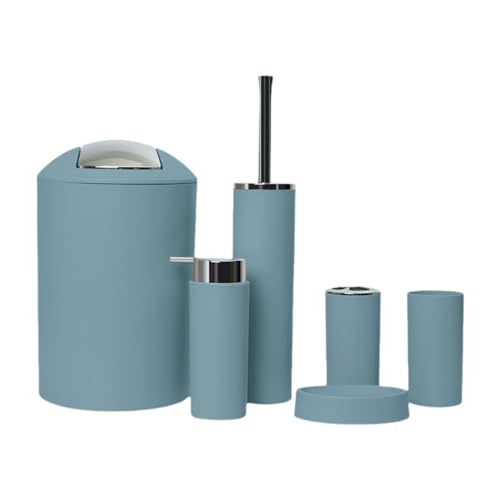 STARTIST 6 個 バスルームアクセサリーセット ソープディスペンサー お手入れ簡単 家庭用 アパート用 トイレブラシ 実的なギフト バスルーム品, モランディブルー