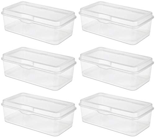 Sterilite 6 Pack 18058606 Plastic FlipTop Latching Storage Box Container Clear