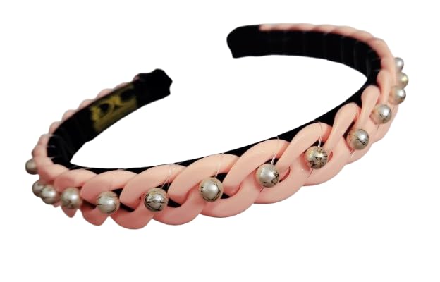 Image of Neon Peach Chain Plastic Hairbands /Headbands for Girls & Women (Set of 1)