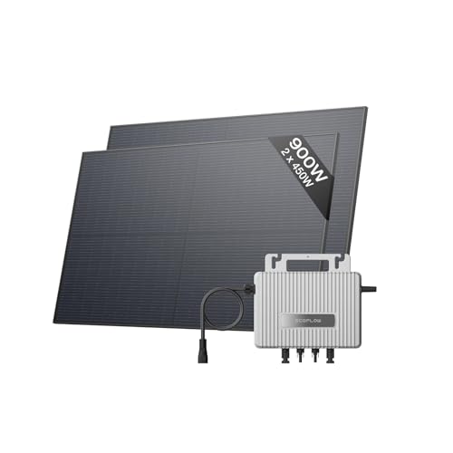 Kit solaire EcoFlow STREAM, Micro-onduleur 800 W solaire intelligent relié au réseau, panneaux solaires PV de 450 W*2, contrôle via Wi-Fi et APP, idéal...