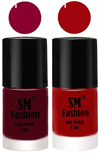 Image of Long Lasting Nail Polish | Nail Paint Combo 7 ml Each) - Set of 2 Boysenberry-Light Red
