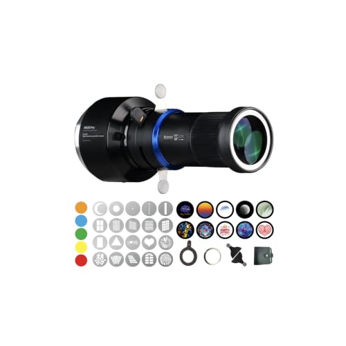 Bussi MG06 Pro Optical Bowens Mount Snoot for LED Lights GOBO Projector kit with 30 gobos and 5 Color gels 33 Lens Optical Snoot Spotlight for Photography (Standard Bowens Mount)
