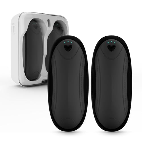 Hand Warmers 2 Pack with 10000mAh Charging Box,Portable Pocket Heater,24Hrs Long Safe Heat,Outdoor, Travel, Golf, Hunting, Camping,Gifts for Men Women(Black)