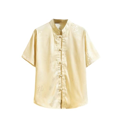 Chemise style chinois à boutons grenouille et col montant retro USTZFTBCL