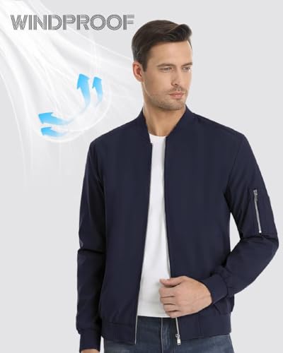 Image of Boladeci Men's Bomber Jackets Lightweight Water Resistant Spring Fall Full Zip Thin Casual Windbreaker Light Jackets