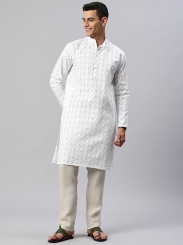 Image of Majestic Man Men's Cotton Regular Fit Ethnic Motifs Printed Long Kurta