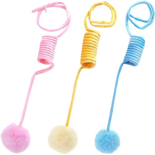 UPKOCH 3Pcs Plush Cat Ball with Suction Cups Indoor Teasing Balls for Pets Spring Balls for Kitten Play and Exercise Fun Cat Diversion