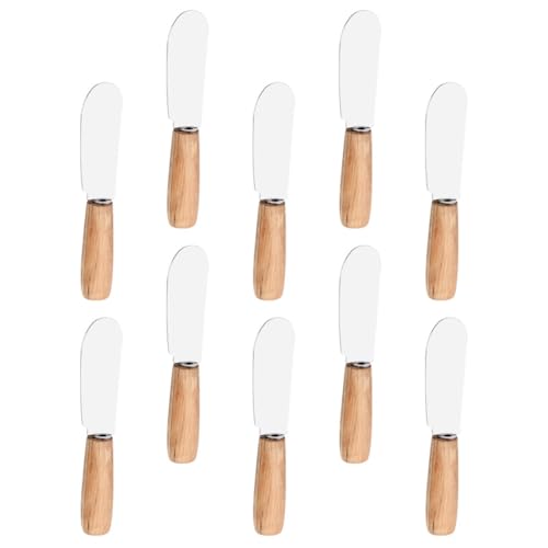 Healifty Lot de 10 Spatules à Pâtisserie en Acier Inoxydable Manche en Bois Racloir à Beurre et Spatule à Crème Outils Multifonctions pour Étaler Beurre et Fromage Cuisine