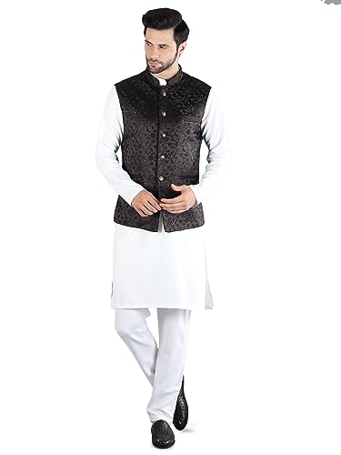 Image of Uri and MacKenzie Men's Silk Blend Kurta Pajama with Designer Ethnic Nehru Jacket /Modi Jacket