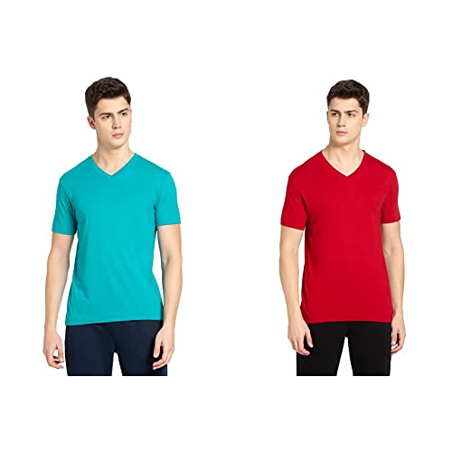 Image of Jockey Men Regular Fit V Neck Half Sleeved T-Shirt (Pack of 2)