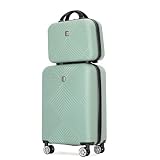 Tripcomp 2 Piece Carry on Luggage Set, Airline Approved 20 Inch Luggage with Cosmetic Case HardShell Suitcase with Spinner Wheels, Lightweight Durable Hardside Suitcases Set, Olive Green