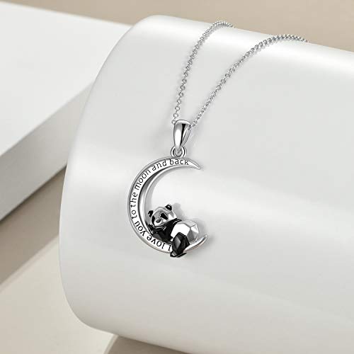 Panda Necklace Sterling Silver Cute Origami Panda I Love You to The Moon and Back Pendant Necklace for Women Wife Mom2