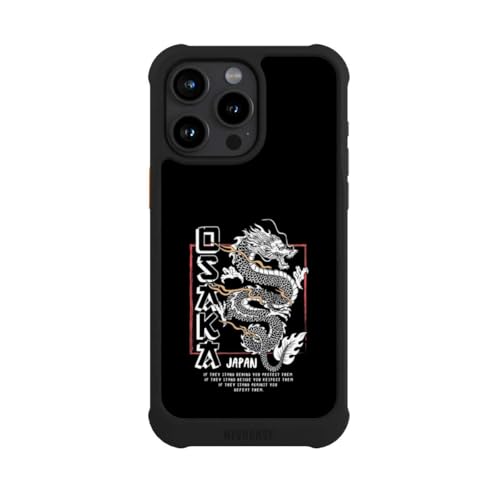 Coque antichoc iPhone 15 Pro Max MagSafe NIVOmax protection renforcée noire dragon japonais