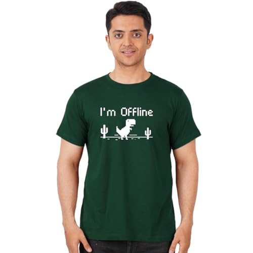 Image of DUDEME I'm Offline T-Shirt, 100% Cotton T-Shirts for Programmer, Coding, Developer, Software Mens, Round Neck T Shirts for Women, Half Sleeve Tshirt for Men
