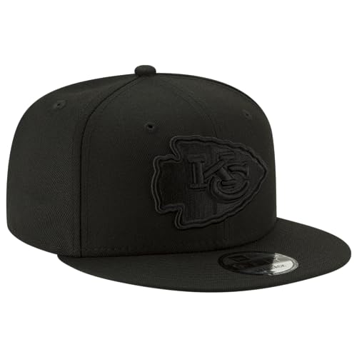 New Era NFL 9FIFTY Black On Black Adjustable Snapback Hat Cap One Size Fits All (Kansas City Chiefs) - Image 3