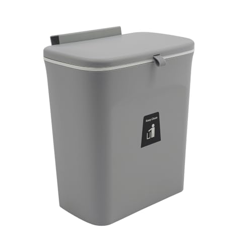 Poubelle suspendue 9l en plastique PP avec couvercle et crochet de fixation