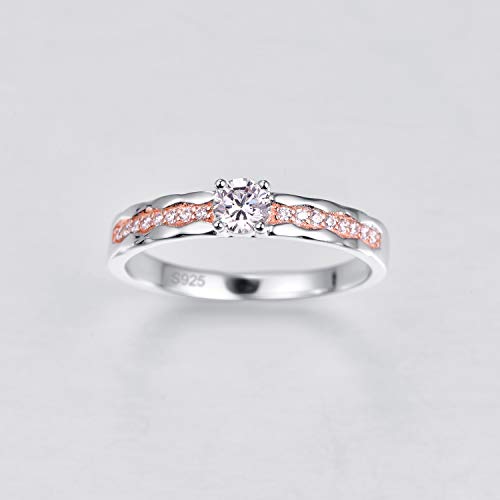 Empsoul 925 Sterling Silver Eternity Ring Round Cut White Topaz Rose Gold Cubic Zirconia Halo Engagement Ring For Women Girls Size 7 #TOP4