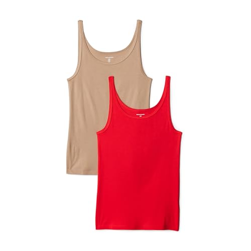 Image of Amazon Essentials Women's Slim-Fit Thin Strap Tank Top, Pack of 2