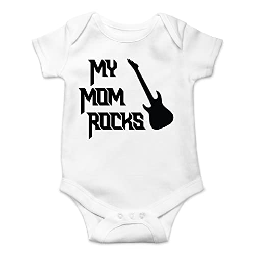 AW Fashions My Mom Rocks Baby Bodysuit Funny Adorable Newborn Romper Infant Clothing Cute Boy Girls Outfit (6 Months, White)