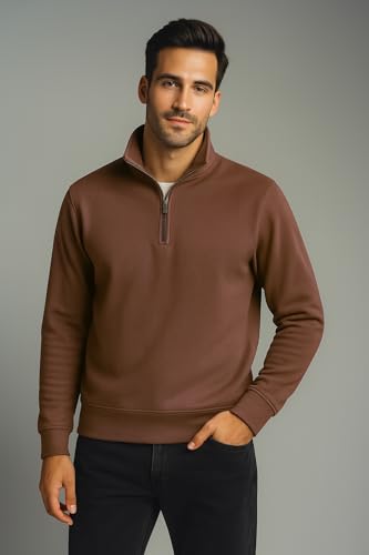 Image of Half Zipper Solid Sweatshirt for Men