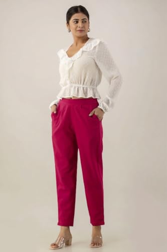 Image of Regular Fit Cotton Woman Trousers Pants Kurti Pant Casual Daily Formal Office Use