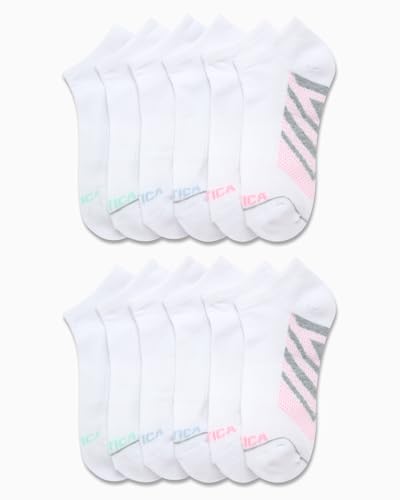 Image of Nautica Womens No Show Socks Moisture Wicking Low Cut Ankle Socks, 12 Pack | Moisture Wicking Dri-Motion Fabric, Cushioned Key Areas, Banded Arch Support, No Show Low Cut, Shoe Size 4-10