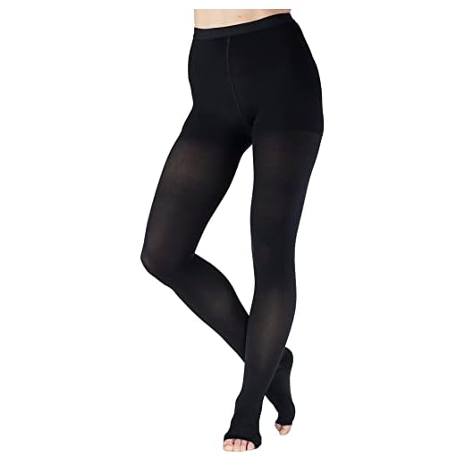 Opaque Compression Stockings Pantyhose Women 20-30mmHg for Circulation - Plus Size Firm Graduated Support Hose for Ladies - High Waist Tights - Black, 3X-Large