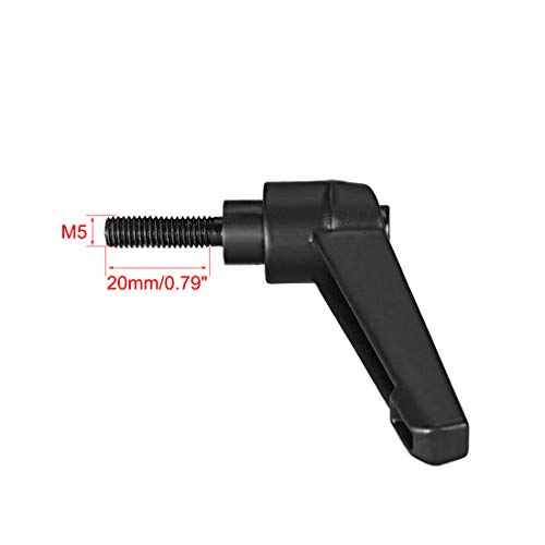 Image of uxcell Adjustable Clamping Lever Handle M5 x 20mm Metric Black Oxide Carbon Steel Male Threaded Stud Hand Knobs Push Button Ratchet Rotating Screw Handles Bolts with Locking Lever Black