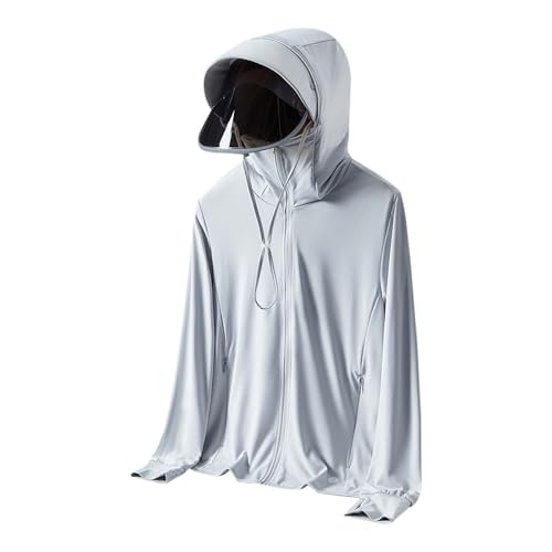 MODSGUE Kapuzenpullover, UV-Schutz, Bequem, UPF 99+, Sonnenjacke mit Langen Ärmeln, Reißverschluss,Bequem Tasche, Hut Zum Wandern, Laufen, Radfahren