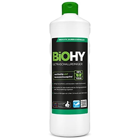 BiOHY Ultrasonic Cleaner (1l Bottle) | Intensive and Gentle Cleaning of Glasses, Dental Products, Gold, Coins and Jewellery| Concentrate for ultrasonic Bath (Ultraschallreiniger) Cover