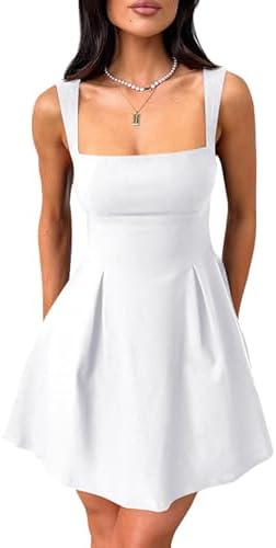 YMDUCH Women's Sexy Sleeveless Square Neck Adjustable Straps Bow ...