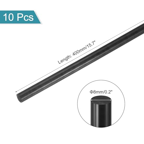 Image of MECCANIXITY ABS Plastic Rod Round Solid Bar 8mm x 400mm Black for DIY Model Material, Architectural Model Making, DIY Sand Table, Pack of 10 Pcs