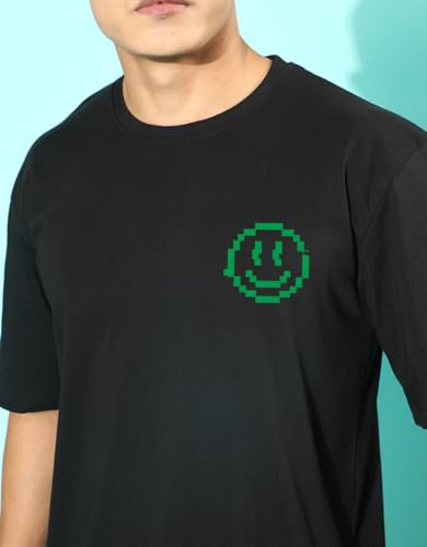 Image of Veirdo Cotton Drop Shoulder Round Neck Oversized Baggy Fit Front & Back Graphic Printed Half Sleeve T-Shirt Men (Available in from S to 2XL)